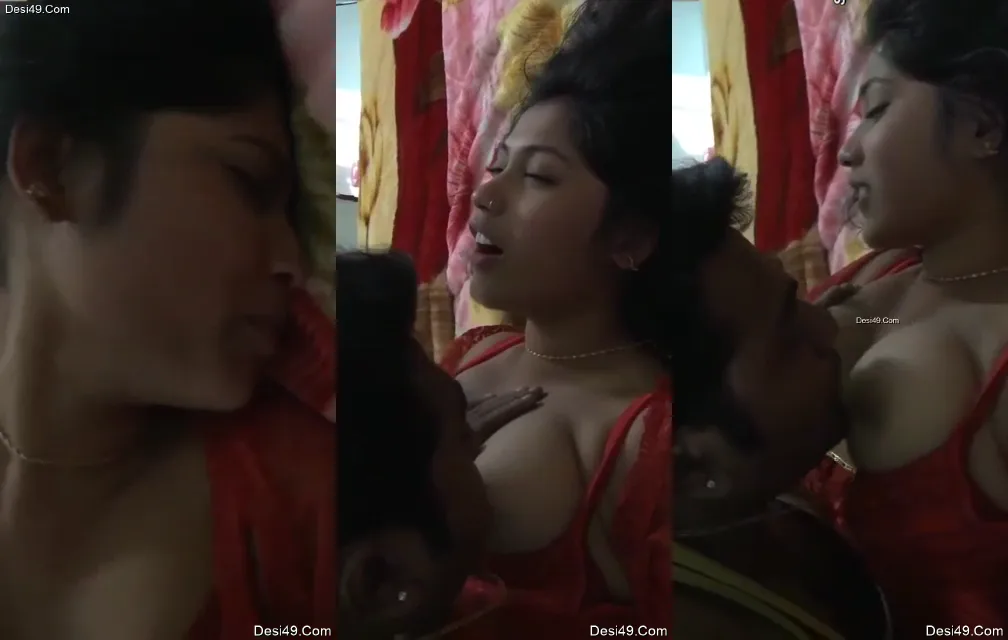 रेड नाइट ड्रेस वाली सेक्सी वाइफ के बूब्स चूसते हुए पति ने बेडरूम में हार्ड चुदाई की हिंदी बीएफ