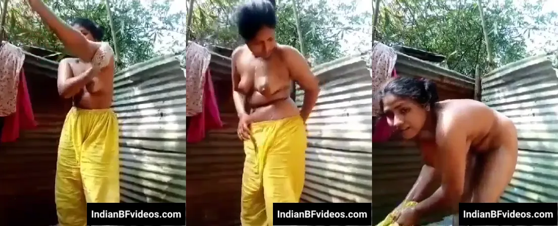 देहाती छोरी ने खुले बाथरूम में नंगी नहाते हुए MMS बनाया देसी BF हिंदी वीडियो