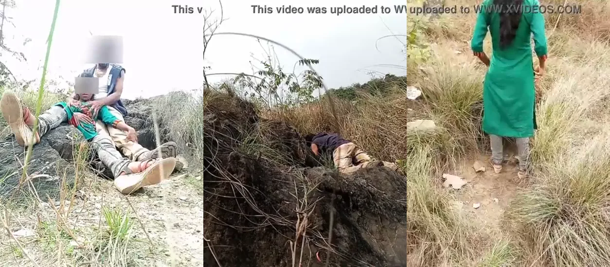 गांव के पीछे पहाड़ी पर किसिंग रोमांस करते देहाती लवर्स की चुदाई वीडियो
